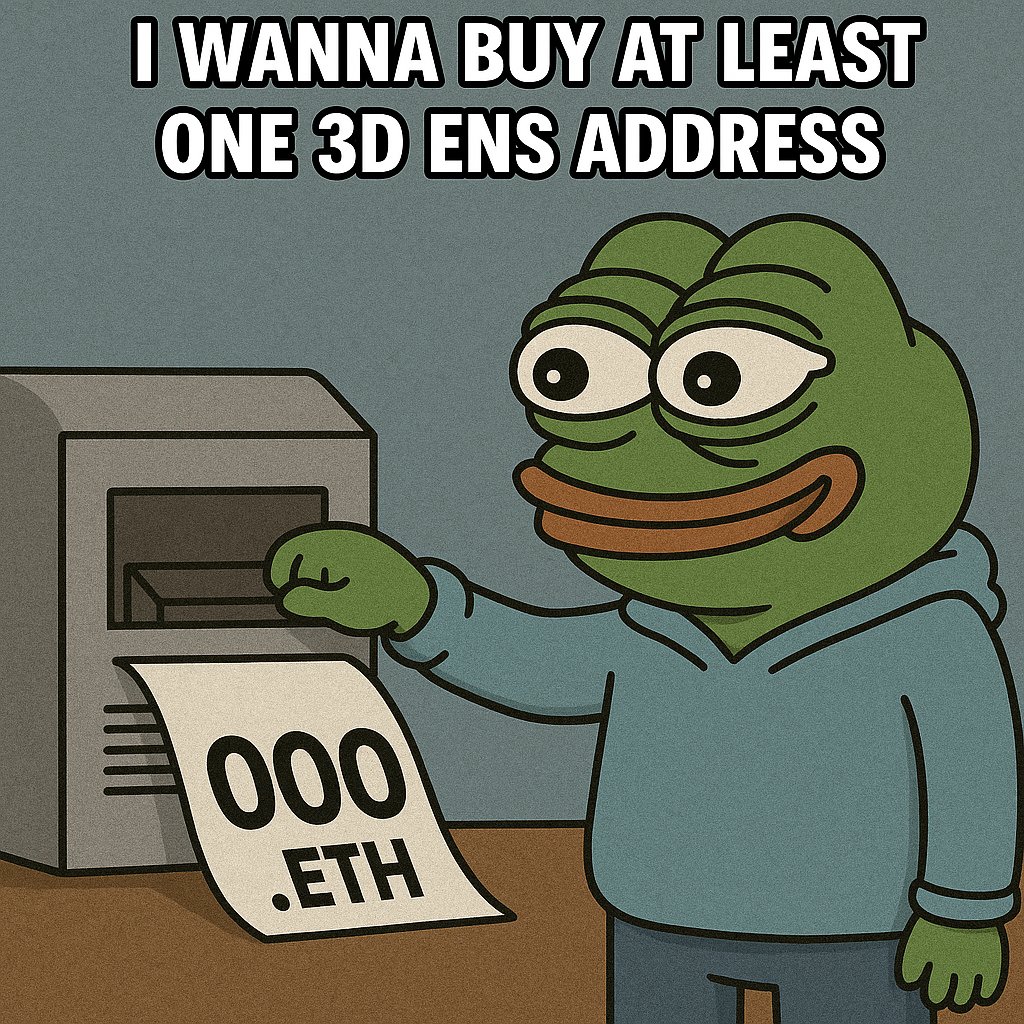 ensaddress's tweet image. Trying to get my hands on at least one 3-digit ENS 👀
Not picky — just need in.
If you’re holding, chill me some 🔥