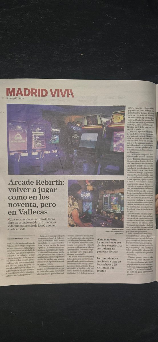 Arcade Rebirth en <a href="/larazon_es/">La Razón</a>
¿Aún no conoces nuestro proyecto? Puedes leer el artículo aquí larazon.es/madrid/arcade-…