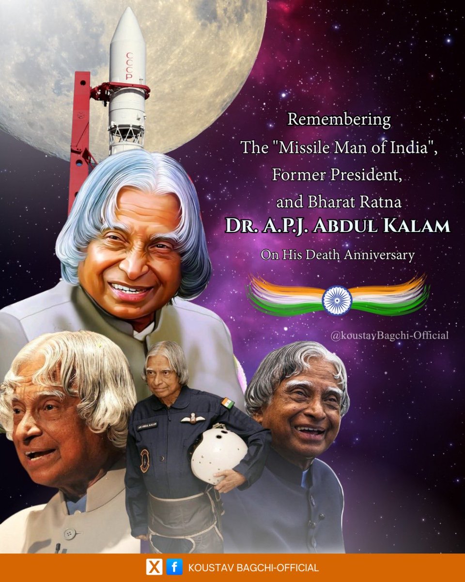 Today, on his 10th death anniversary, we humbly remember Dr. A.P.J. Abdul Kalam, the iconic "Missile Man of India" and our beloved former President. His vision, dedication, and unwavering spirit continue to light our path.
#DrAPJAbdulKalam #MissileManOfIndia