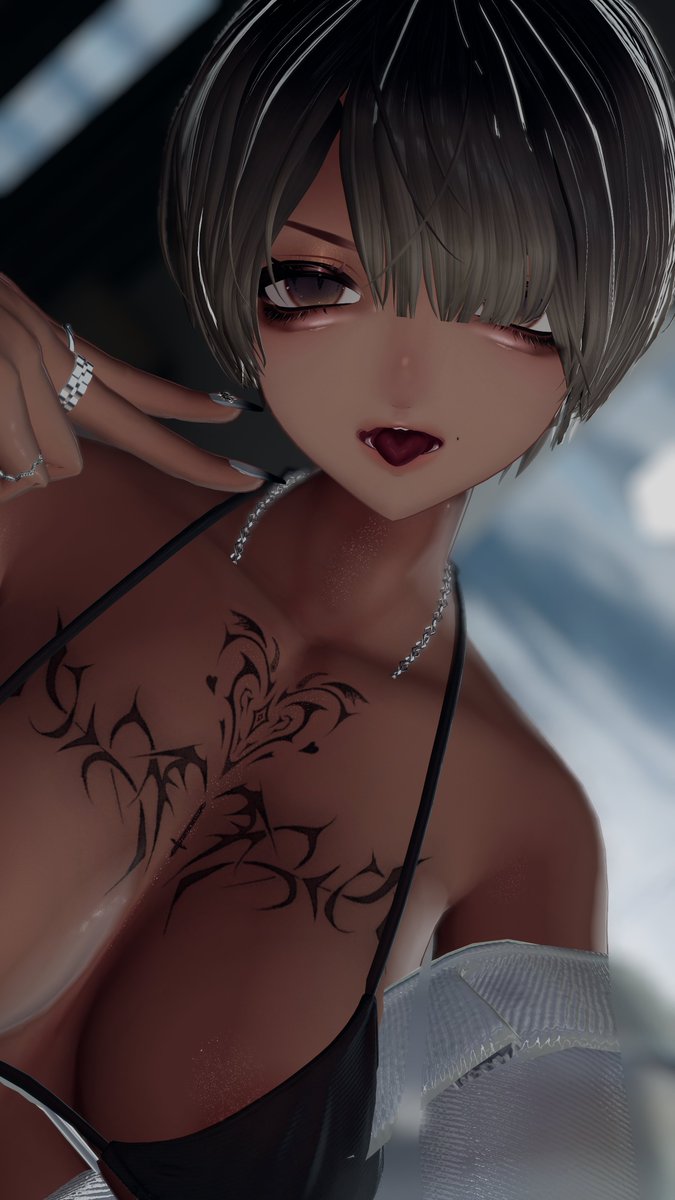 めっちゃキメてるけどコライダーの設定ミスってネックレスが埋まってるお茶目なぎゃうです　#Shuan3D
