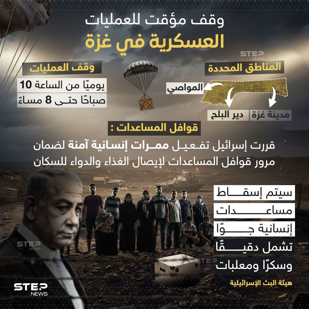 Step_Agency's tweet image. الجيش الإسرائيلي يعلق عملياته في ثلاث مناطق بغزة ضمن "هدنة إنسانية مؤقتة"