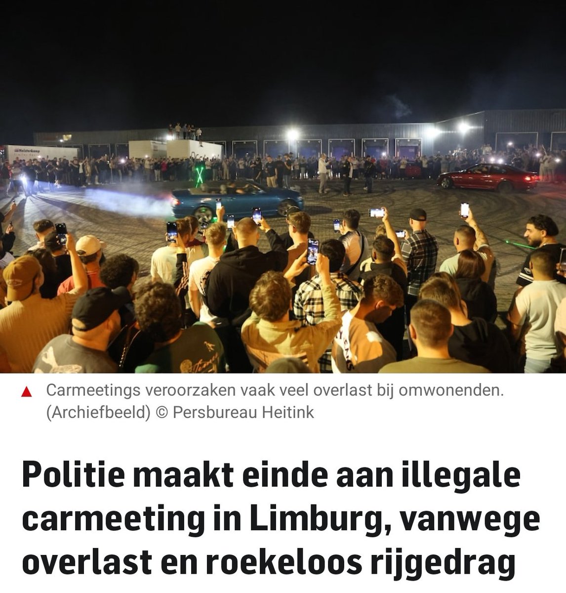 maartenbrink's tweet image. Politie maakt einde aan illegale carmeeting in Limburg, vanwege overlast en roekeloos rijgedrag.
ad.nl/binnenland/pol…
#politie #ittervoort