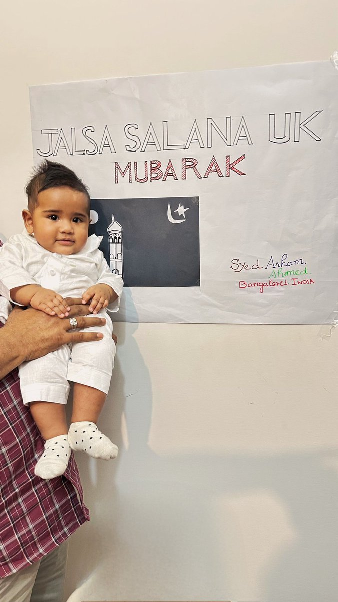 Syed_Fateh's tweet photo. First Jalsa Salana of 6 month old Syed Arham Ahmed from Bangalore, India 
#JalsaSalanaUK #JalsaUK2025 
@JalsaConnect @muslimtv @JalsaUK https://t.co/IW64rgfCKj