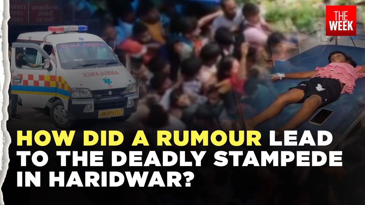 TheWeekLive's tweet image. Haridwar stampede | What caused the Mansa Devi temple stampede in Haridwar?
Haridwar District Magistrate Mayur Dixit said the rumours of snapped electric wire sparked panic among the public and that an investigation has been launched to identify the person responsible for…