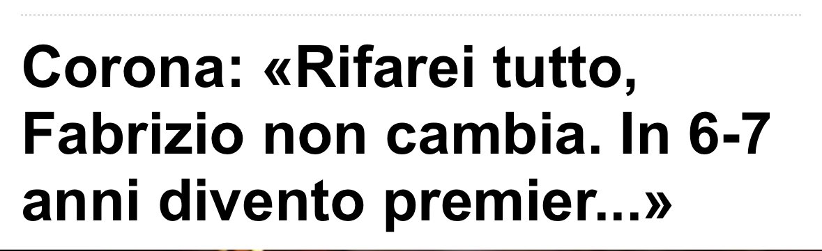 DrApocalypse's tweet image. Quindi siamo passati dal “entro 6/7 anni divento premier” (era il 2019) al “se mi fidanzo con Barbara Berlusconi la farei diventare premier”.
Ancora dietro a #Corona, ma come è possibile