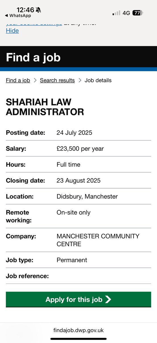 There should only be one law in the United Kingdom: British law. 

All other “law” is illegitimate. 

Why is the Department of Work and Pensions advertising for a Shariah Law Administrator?

⁦<a href="/Keir_Starmer/">Keir Starmer</a>⁩