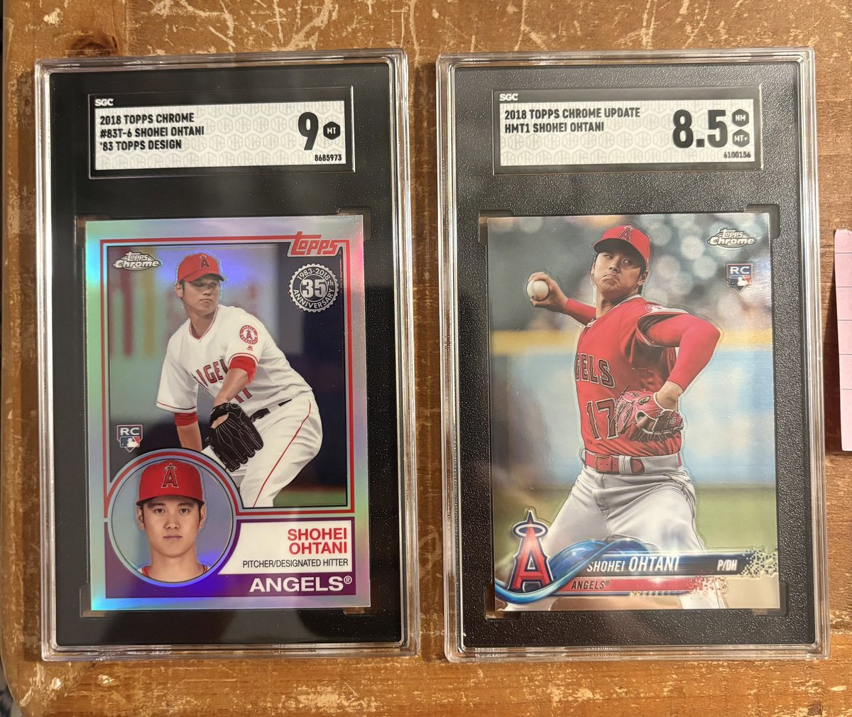 j_updegraff's tweet image. 2018 Topps Chrome Shohei Ohtani 83 Refractor SGC 9 - $95 shipped
2018 Topps Chrome Update Shohei Ohtani SGC 8.5 - $40 shipped @davisdugout @HeathElliott79