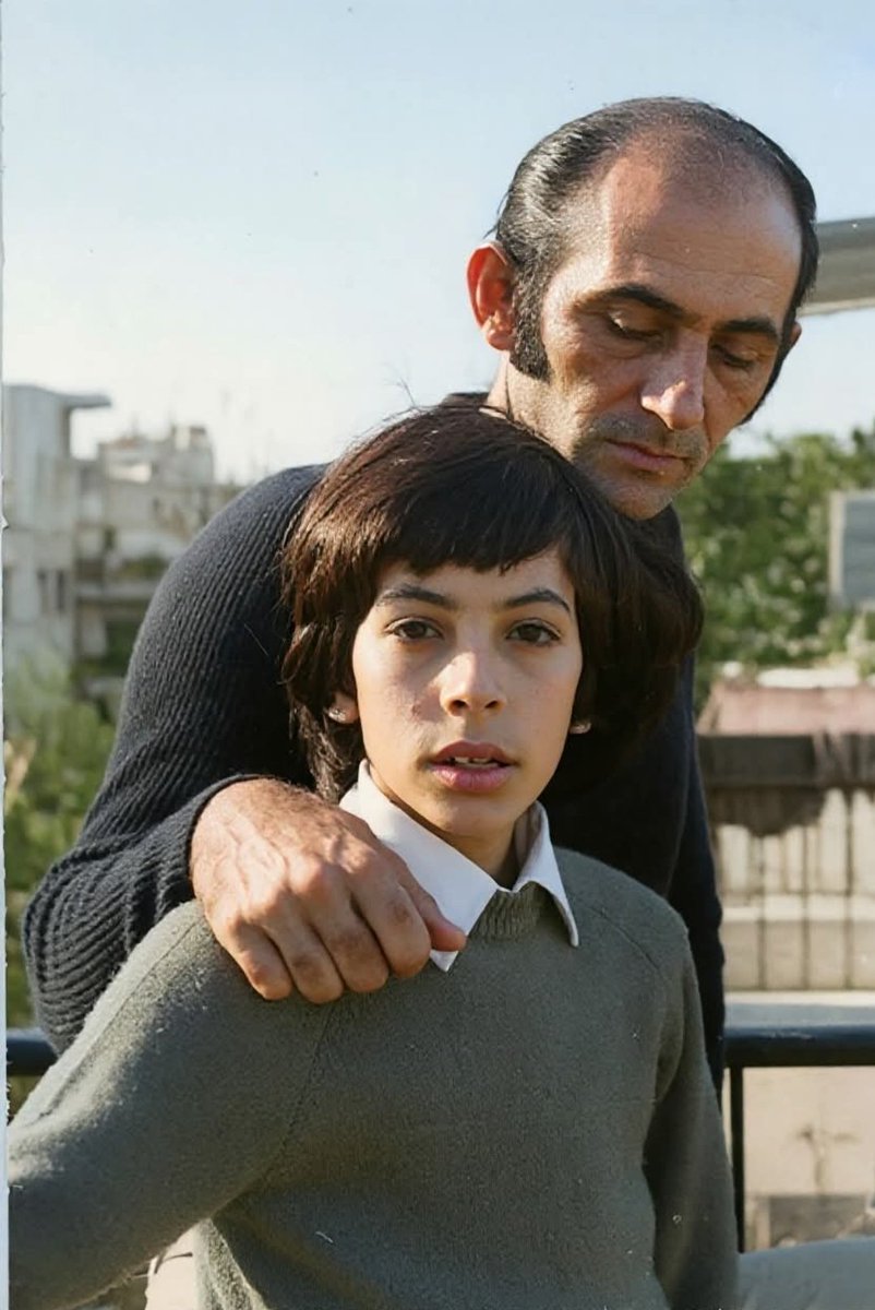 פברואר 1975. יום הולדתו ה-37 של אבא. אני בן 11 פה. זכרון התחושה הזו, של אהבה ודאגה, ידו של אבי מונחת על כתפי.  ריח "הלסטון" עלה באפי. אמא קנתה לו מתנה את הבושם. גם את התקליט של "קצת אחרת".