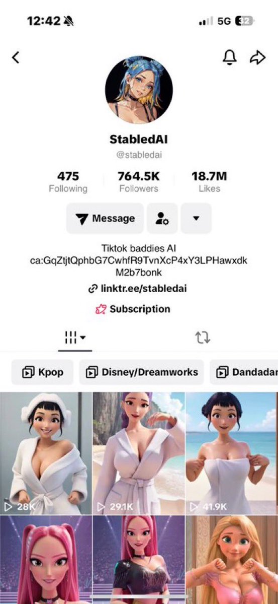 ChideraHenry15's tweet image. Bid this super viral Tiktok with Ai baddies creator is onboard with ca in bio .
ca:GqZtjtQphbG7CwhfR9TvnXcP4xY3LPHawxdkM2b7bonk