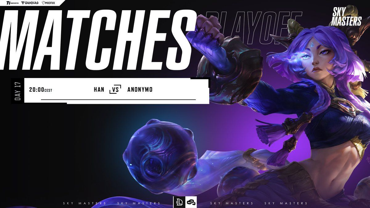 SkymastersPro's tweet image. The first playoff game starts today!

20:00 CEST HAN vs @AnonymoEsports 

#skymasters #LeagueOfLegends #eSports