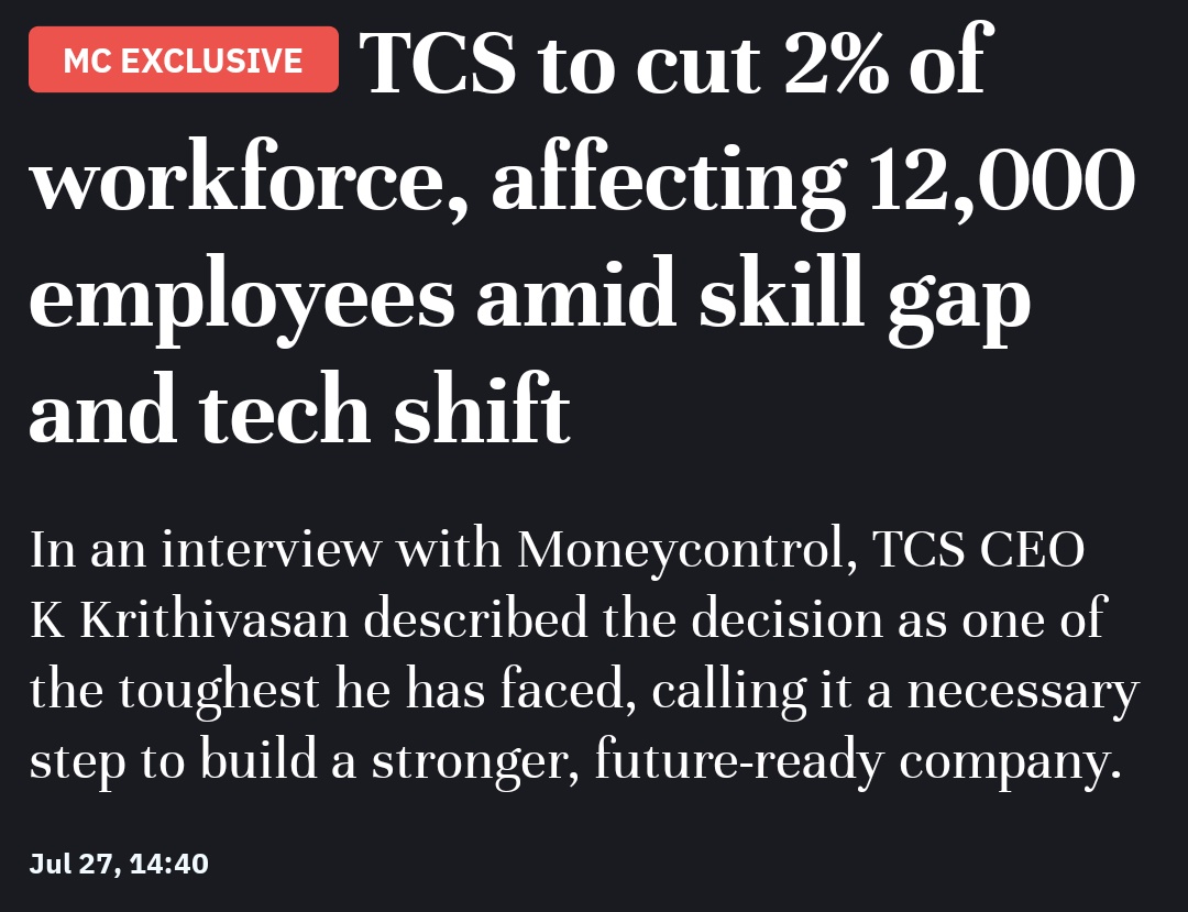 data_guy_vikas's tweet image. Well , Looks Like AI impact is finally hitting Indian offshore projects after the US workforce. 
Joining Microsoft, Google and many other giants ,Indian companies are going for cost cutting. #AI  #tcs #India #AI