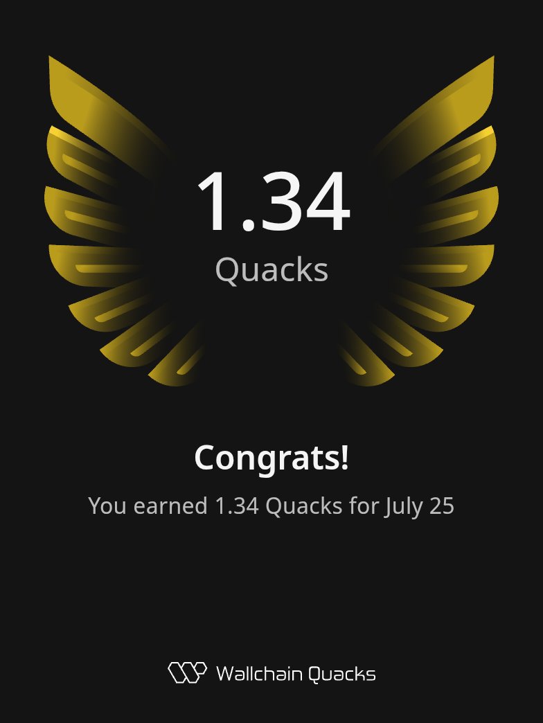JamieInspires1's tweet image. Just earned 1.34 Quacks on @wallchain_xyz today 🦆
my lowest since making a comeback.
Was it because I didn’t Quack hard enough?
Or maybe my account reach dipped and just needed a breather?
Either way…
This system doesn’t lie
Your insights = rewards, and every ripple counts…