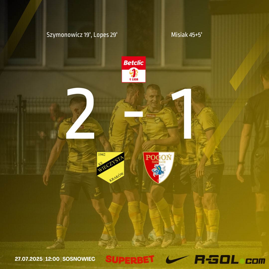 Po golach Szymonowicza i Lopesa żółto-czarni odnoszą pierwsze zwycięstwo na poziome Betclic 1. ligi.