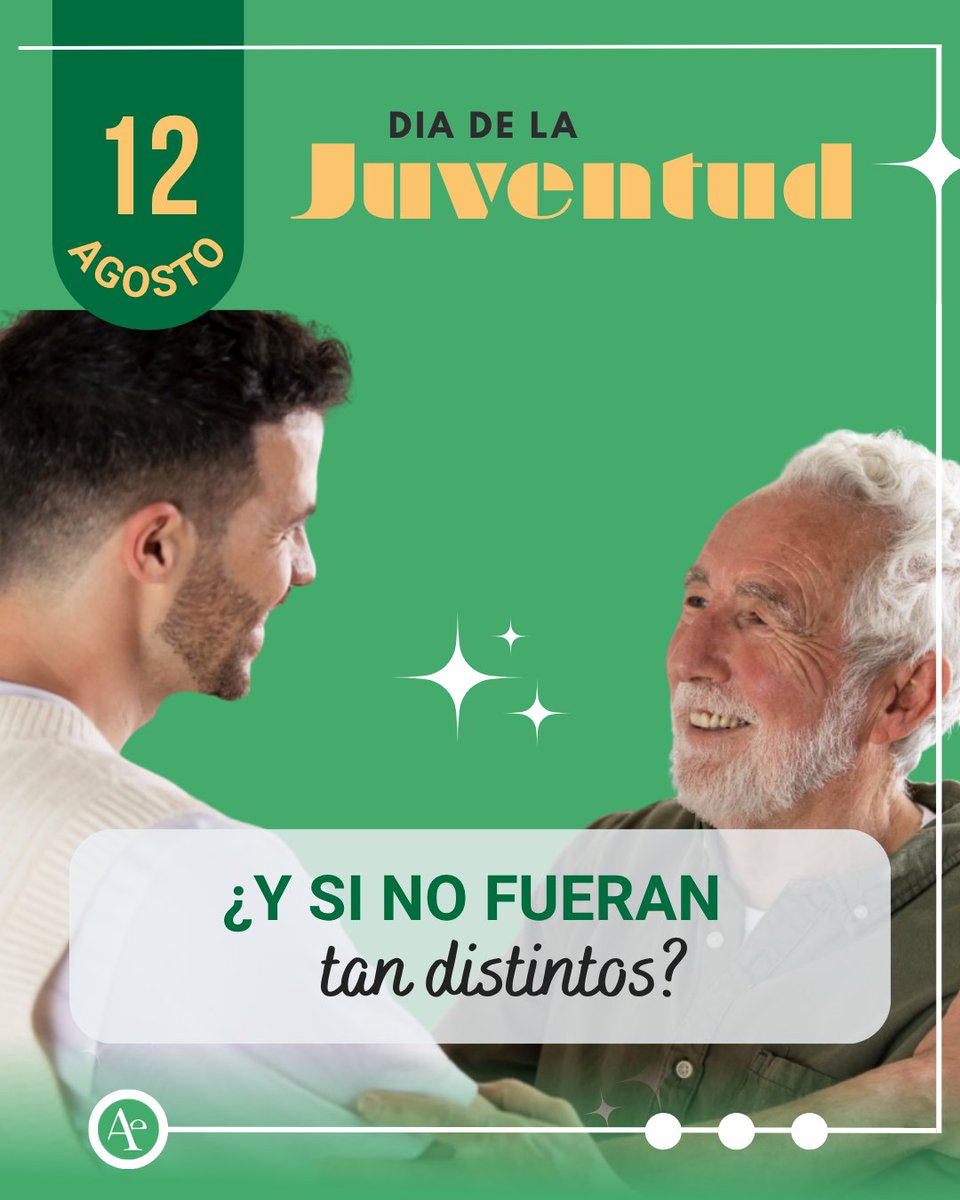👵🏽👦🏽 ¿Y si no fueran tan distintos?
Una persona mayor y un joven pueden tener más en común de lo que crees:
👉Sueños
👉Ganas de ser escuchados
👉Búsqueda de su lugar 
Este #DíaDeLaJuventud, en #Acalerte celebramos los encuentros que marcan. ¿Qué has aprendido de otra generación?