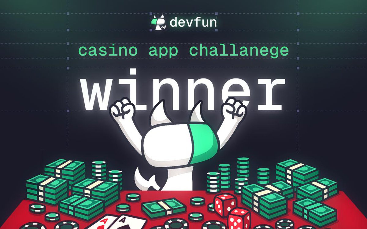 here is the winner of our casino app challenge! ♥️📷 

congrats to "degencoin" by <a href="/idevnow_/">devai</a>

a fully functioning on-chain coin flip game  

app link below!