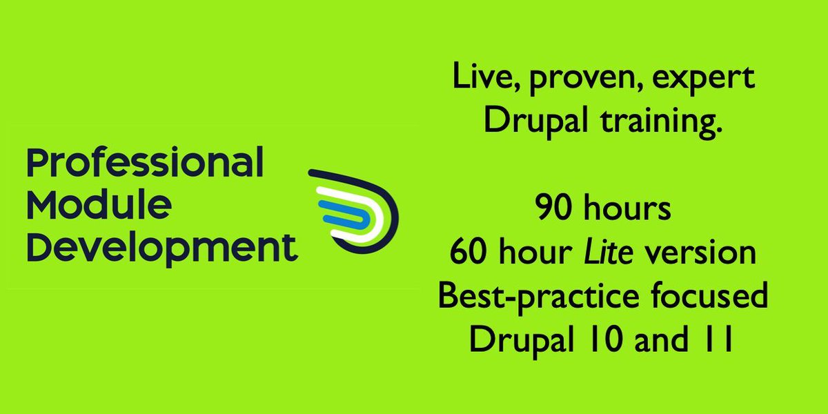 ultimike's tweet image. Writing #Drupal modules that work is good — writing ones that are sustainable is better. ✅♻️

The Professional Module Development course from @DrupalEasy teaches best practices so your code is reliable, maintainable, and ready for the long haul. 💡🧰

drupaleasy.com/pmd/