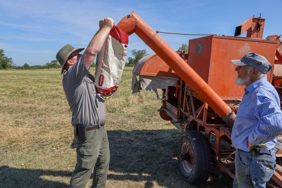 Happy Harvests! 🌾

Two weeks ago, we harvested our winter wheat demo field at Homestead NHP—6 sacks of grain! Huge thanks to VIP Noel for his passion and equipment!

Photos: NPS/Robert Hartwig

#HappyHarvest #VolunteerInParks #VIP #LivingHistory #AllisChalmers #AllCropCombine