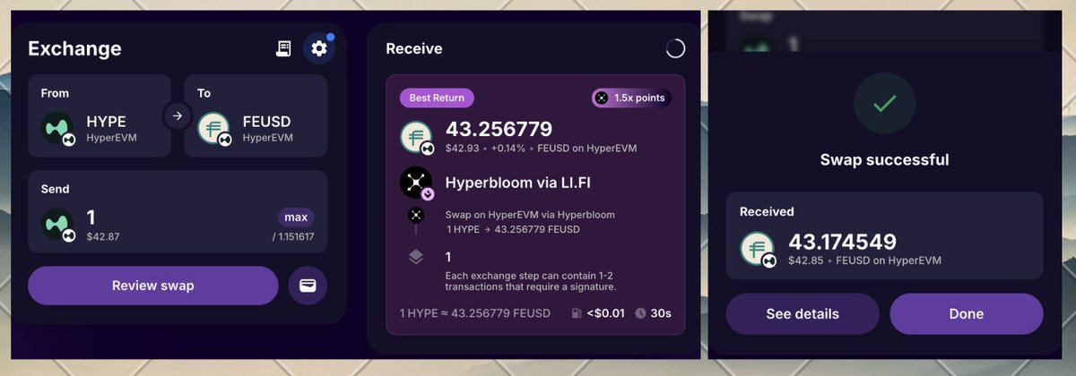 0xRiim's tweet image. hyperbloom interaction achieved internally on @JumperExchange
this offers Jumper users a 1.5x point boost, if they’re interested in @hyperbloomxyz
remember, you can always choose your preferred bridge or DEX from settings, i had hyperbloom set as my only DEX for this txn.…