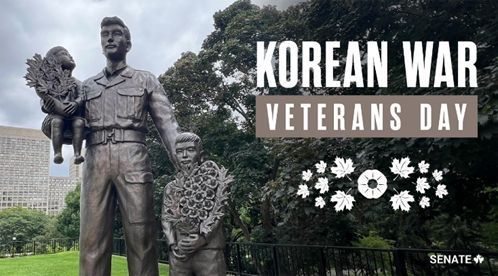 SenateCA's tweet image. Today is Korean War Veterans Day. On the 72nd anniversary of the armistice, we honour the nearly 27,000 Canadians who served.
#SenCA #CanadaRemembers