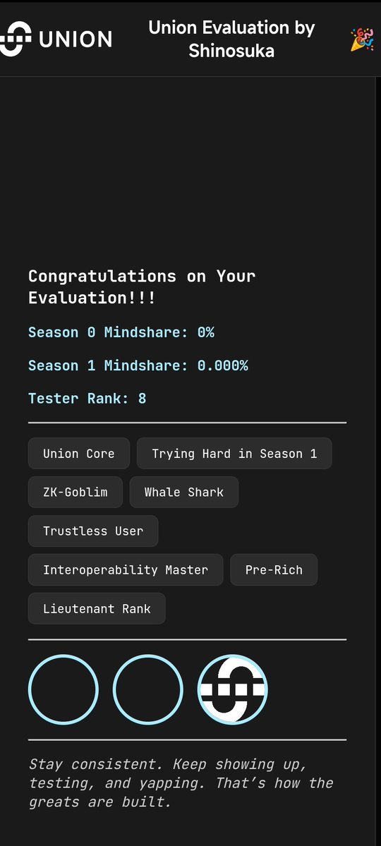 mcdellacorte's tweet image. Currently level 8 on @union_build testnet
Connected my X burner account for the testnet
Tried to Relink with my current X account but unfortunately for me it gonna wipe my data
Decided to leave it like that.