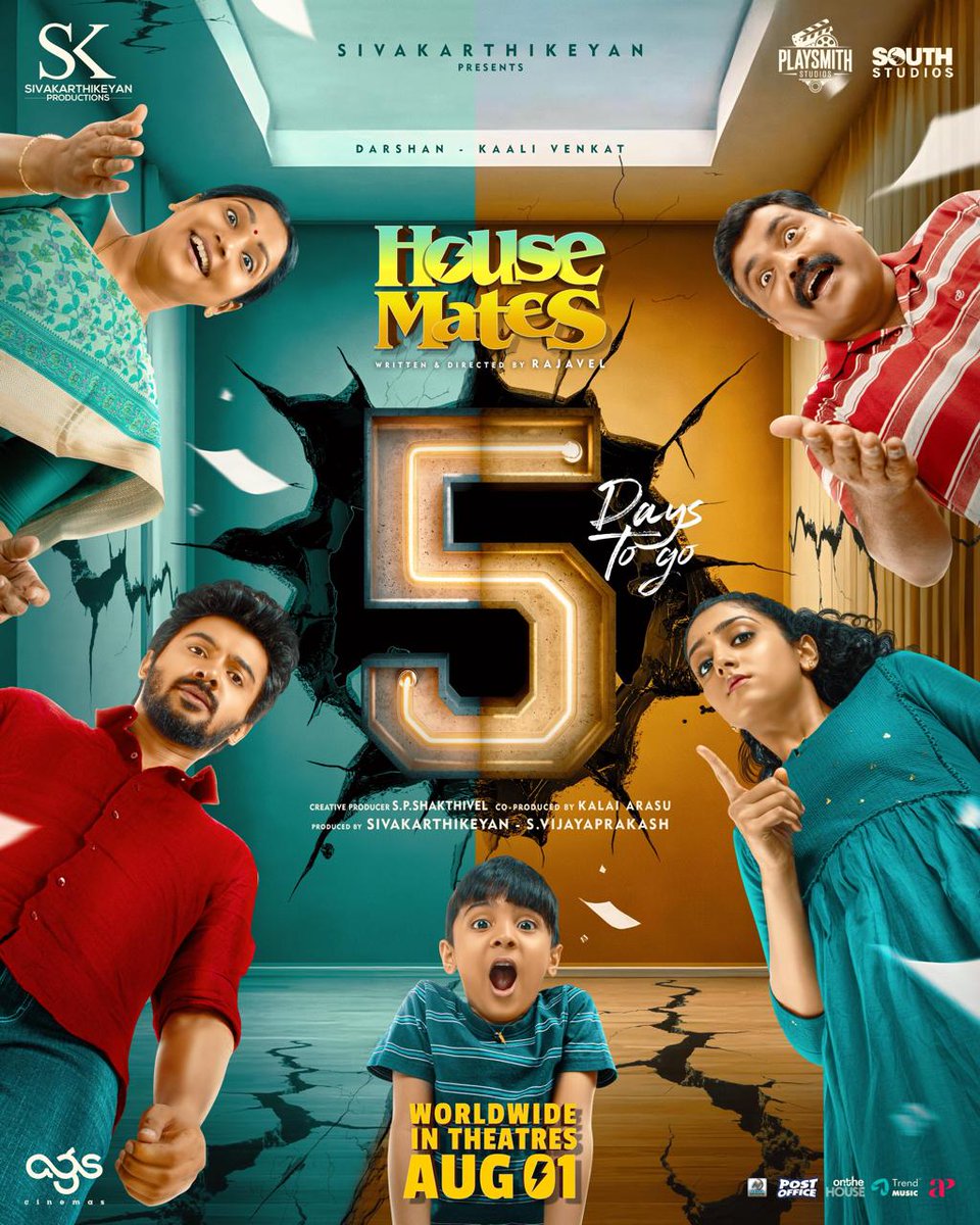 iamrajesh_pov's tweet image. 5 days to go for #HouseMates!
A light-hearted tale with its own quirks and chaos - hitting theatres this August 1.
#HouseMatesFromAug1