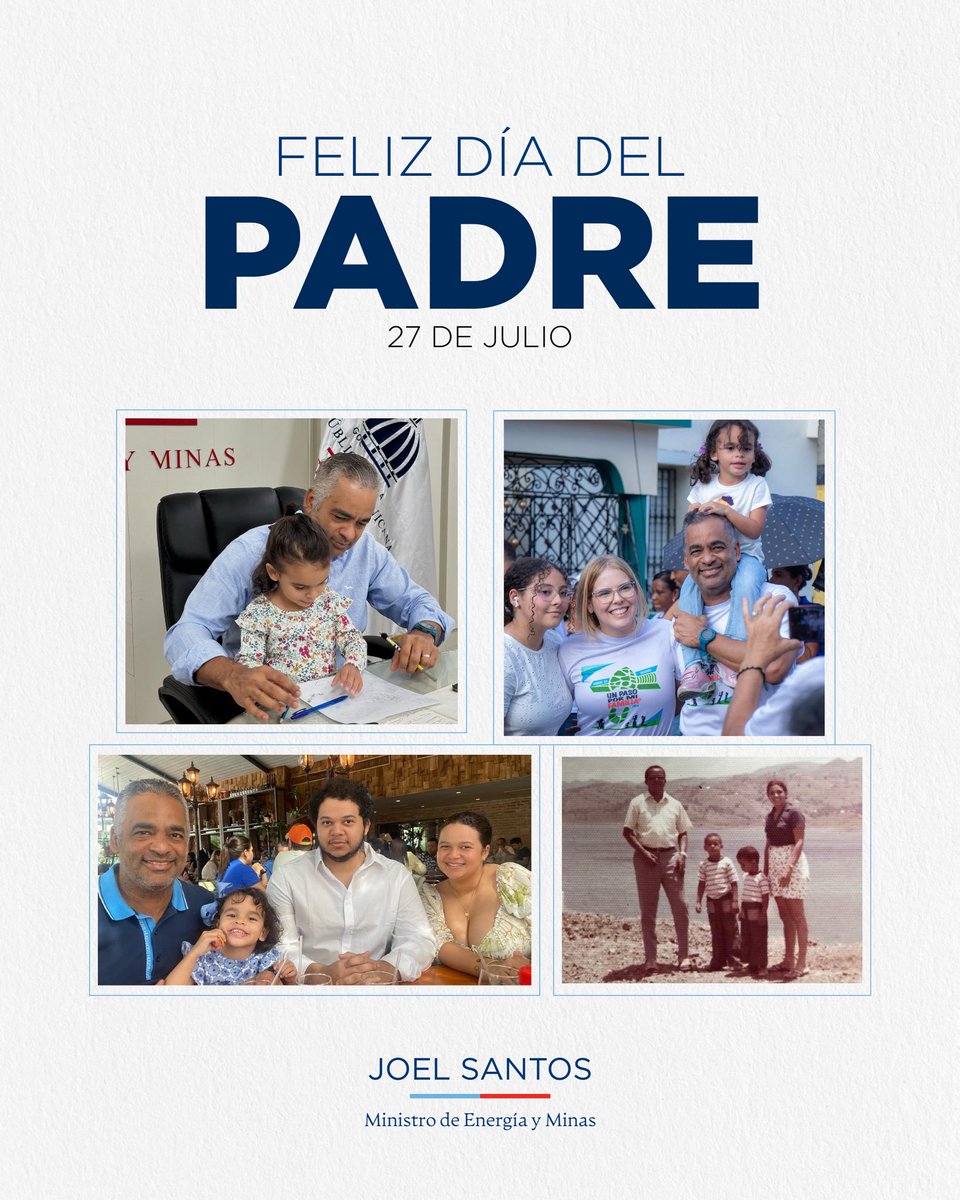 Ser padre es un rol que me llena de propósito y de ganas de seguir luchando por un futuro mejor para mis hijos y para nuestro país. 

Agradezco a mi padre, por ser siempre mi ejemplo y mi guía. ¡Te amo, papi! ❤️

Felicito también a todos los padres dominicanos por ser el sostén