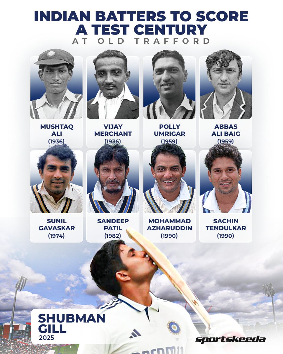Shubman Gill becomes the 9th Indian batter to score a Test ton at Manchester — ending a 35-year wait! 🇮🇳👏💯

#ENGvIND #Manchester #Tests #ShubmanGill #Sportskeeda