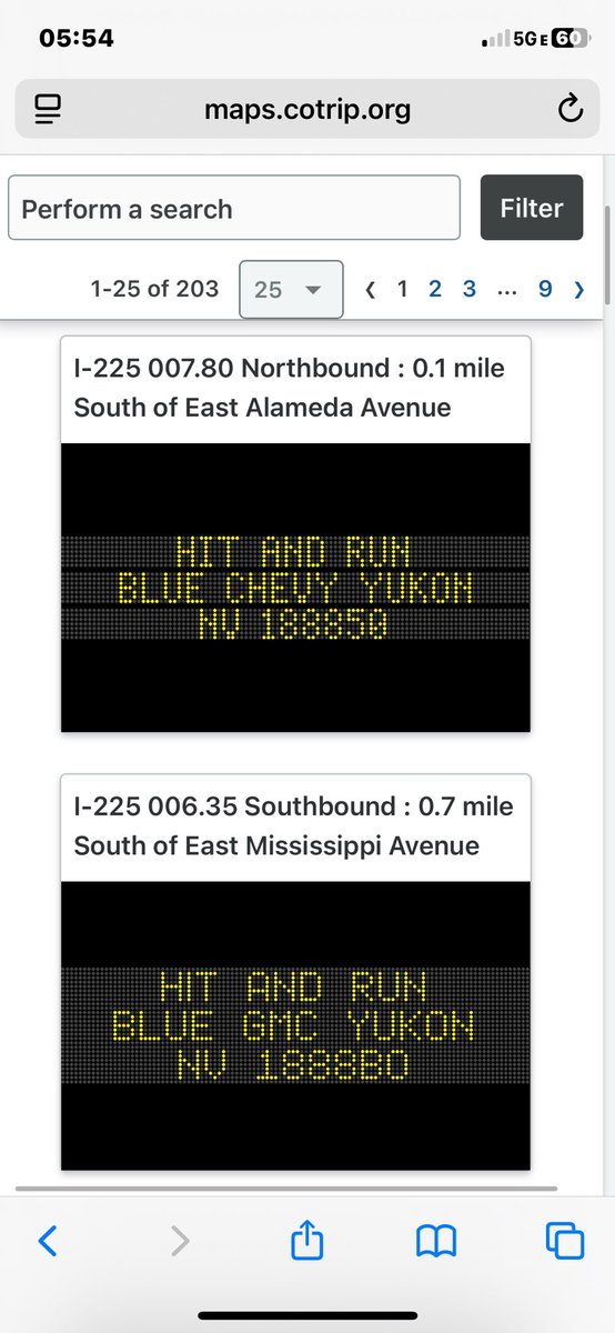 archangel1b's tweet photo. @ColoradoDOT I noticed you have some errors in one of your signs about the Hit and Run. There is one on I-225 says it's a Chevy Yukon and the license plate number has a 5 instead of a B. https://t.co/YzzrexWZJx