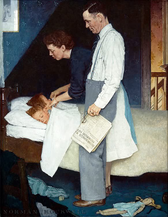 CindySinor's tweet image. Today is National Parents Day, intended to celebrate and honor parents for their support and sacrifice in raising children, and their role in navigating and shaping society. Norman Rockwell's “Freedom From Fear” shares a poignant depiction of these values. The final of his Four…