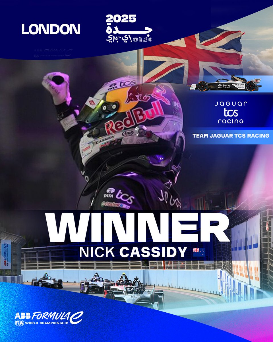 نيك كاسيدي🥇
بطل الجولة الخامسة عشر في لندن ⚡🏎️ 

 #جدة_إي_بري