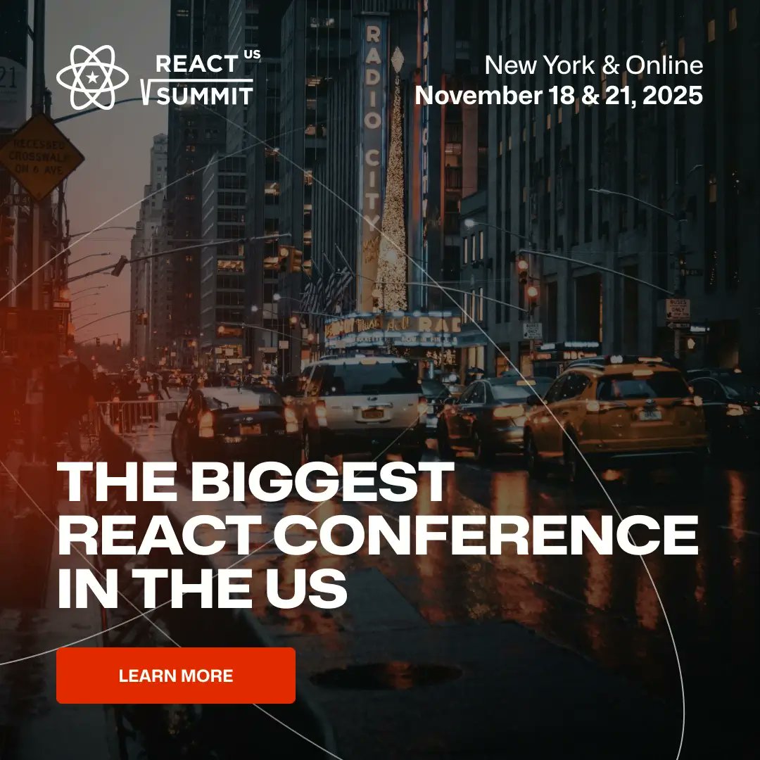 technicalbeep's tweet image. 🚀We’re proud media partners of @ReactSummit US 2025 by @GitNationOrg in NYC on Nov 18 & 21!
🔥Learn React under the stars + ride a ferry to the venue
🎟️Grab your tickets: reactsummit.us | Use code FRIENDS for 10% off
📖Read more: technicalbeep.net/react-summit-u…
#ReactSummitUS