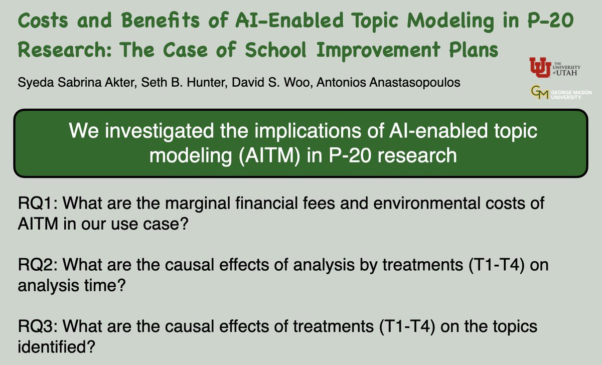 SyedaSabrina11's tweet image. 💡Can LLMs speed up expert coding without skewing their judgment?
We explore the trade-offs of AI-assisted topic modeling in education research, where speed, cost, and bias all matter.
🧾Presenting our work at #ACL2025 in Vienna!
🗓️BEA Workshop Poster Session B
📍Friday, Aug 1st