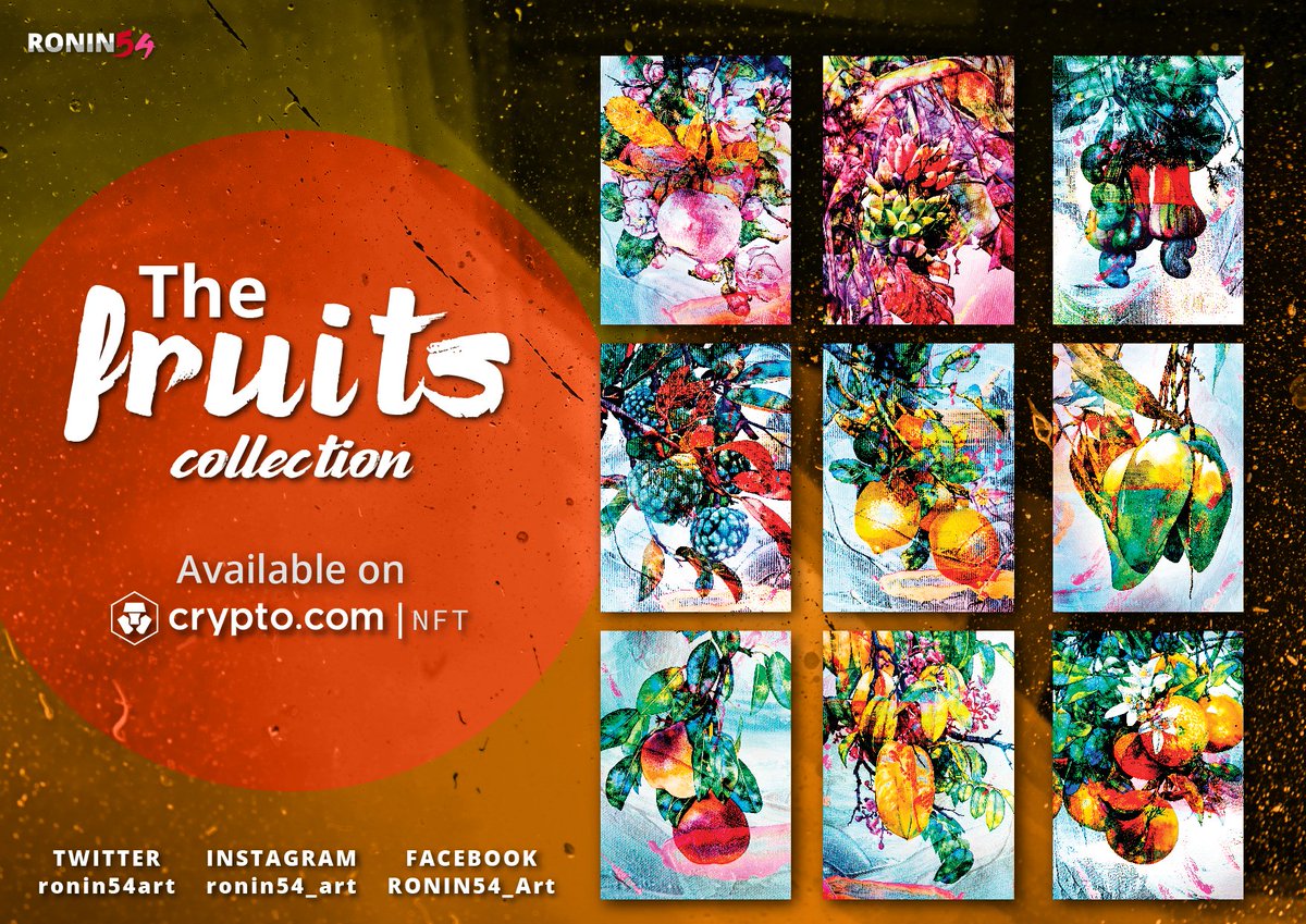 ronin54art's tweet image. The Fruits Collection
at Cryptocom NFT 
$usd 100 ⬇️
crypto.com/nft/collection…
#NFT #nftart #nftartist #nftcollector #digitalart #nftcommunity #art #cryptocurrency #nftdrop #nftcollectibles #artist #CRO #cryptocomnft #Ronin54 #CronosNFT