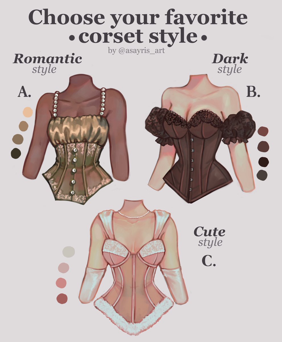 asayris_art's tweet image. Romantic, dark or cute corset style? 🎀✨