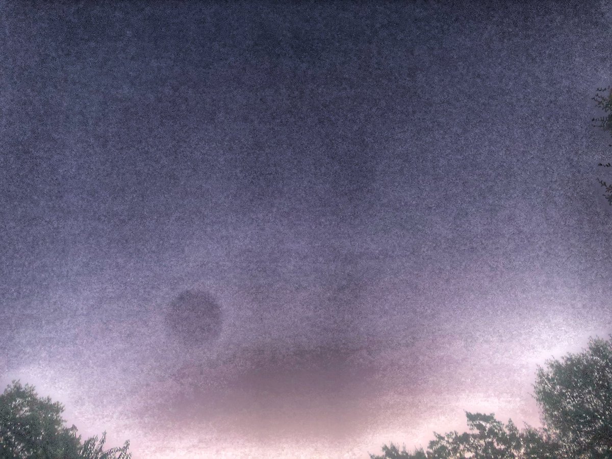 kacochran's tweet image. The sky over my house shown original & enhanced, at 5:55 AM, 7/27/25. Taken with different cameras. All still showing the spheres once enhanced.