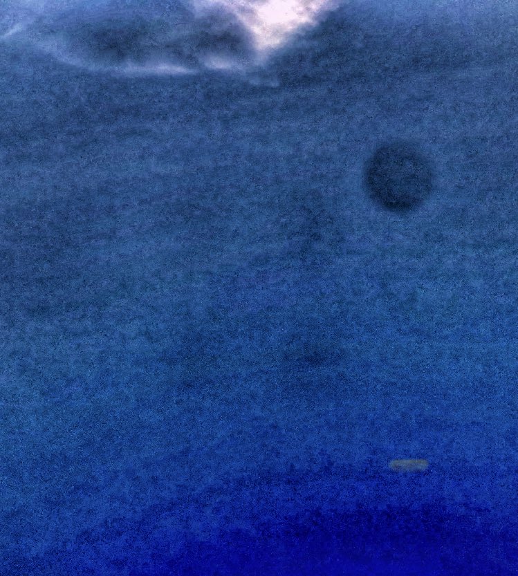 kacochran's tweet image. The sky over my house shown original & enhanced, at 5:55 AM, 7/27/25. Taken with different cameras. All still showing the spheres once enhanced.
