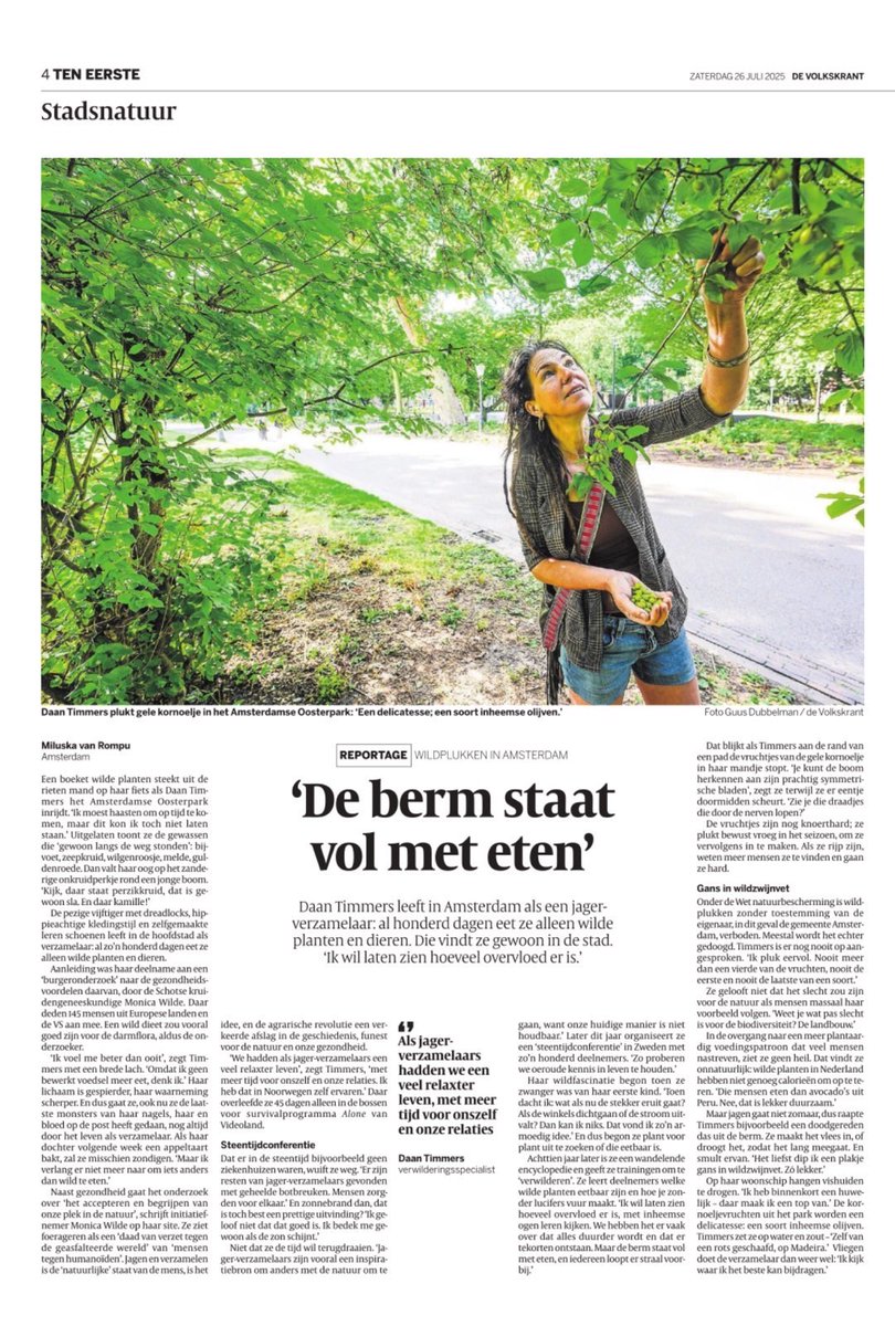 De berm staat vol eten
Ze plukt nooit de laatste en vindt het prima als iedereen haar voorbeeld zou volgen! Onbegrijpelijk. De natuur lijdt al genoeg door ruimtegebruik mens en vergiftiging lucht en water. Laatste restje natuur moet met rust worden gelaten.