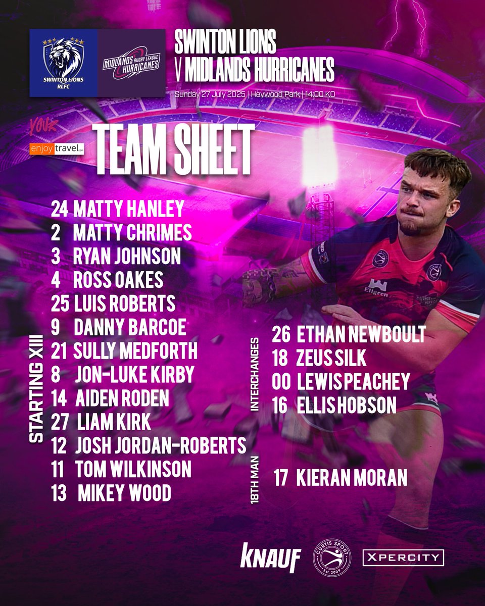 HurricanesRLFC's tweet image. 📝 | Here is your @enjoytravel_ 18-man squad to take on @Swinton_Lions this afternoon!
🌀 | COME ON YOU CANES!
#DARETODREAM