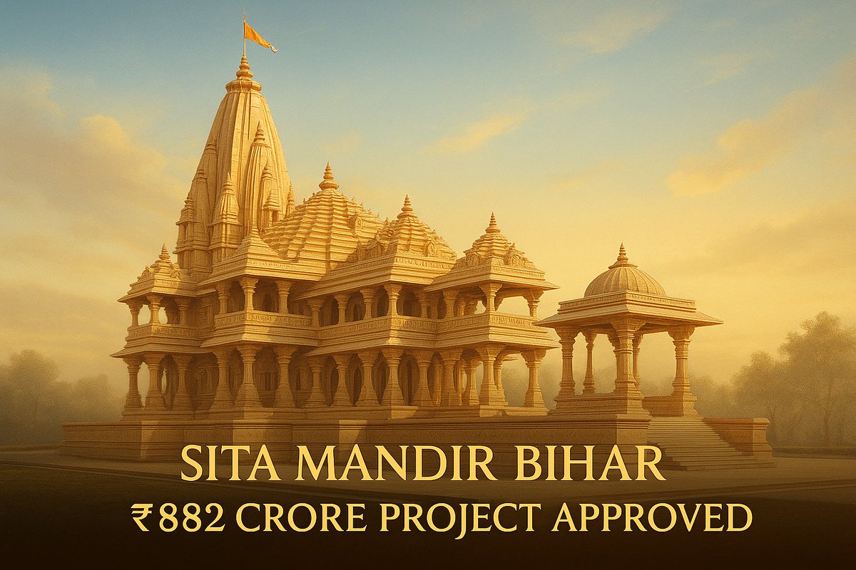 TweetByLokesh's tweet image. राम मंदिर के बाद अब बिहार में सीता मंदिर : 882 करोड़ की मंजूरी
बिहार सरकार ने सीतामढ़ी के पुनौरा धाम में देवी सीता की जन्मस्थली पर भव्य सीता मंदिर निर्माण के लिए ₹882.87 करोड़ की योजना को मंजूरी दे दी है। इस परियोजना में अयोध्या के राम मंदिर की तर्ज पर मंदिर का विकास, पर्यटन…
