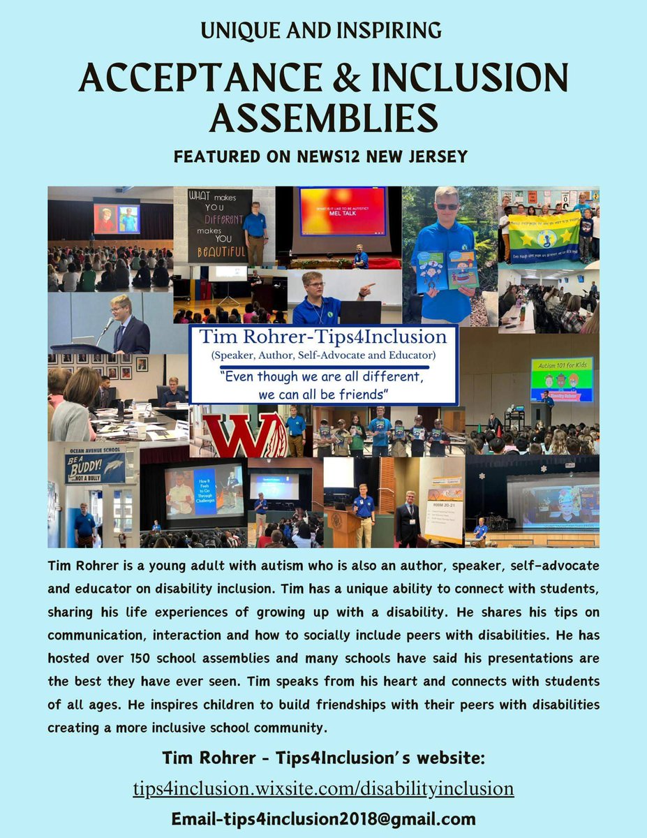 InclusionTips4's tweet image. I have inspired thousands of students, teachers and professionals across the state. Consider having me at your school this year.

Email me at tips4inclusion2018@gmail.com