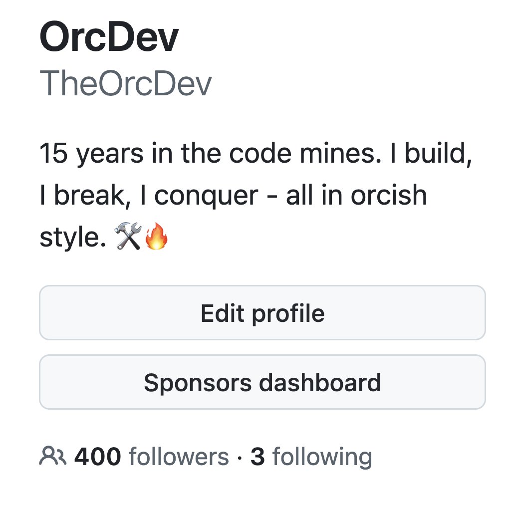 theorcdev's tweet image. 🎉 Just hit 400 followers on GitHub, what an achievement!
Thanks to everyone who's been following my open-source journey.
Grinding daily! ⚔️⛏️