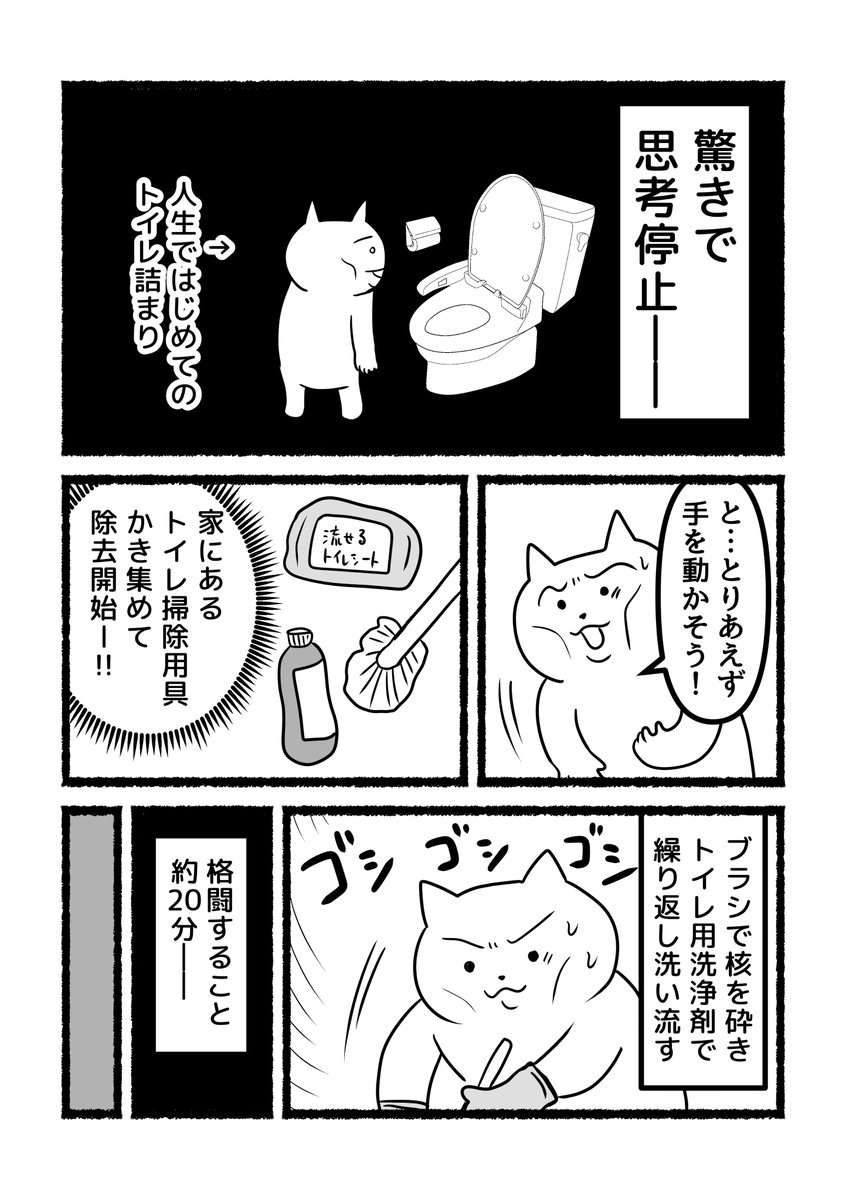 ao144444's tweet image. ねこくんの初バリウム体験記、「後日談」漫画を描きました。※トイレ事情の話なので、お食事中の方や苦手な方は閲覧注意してください💦