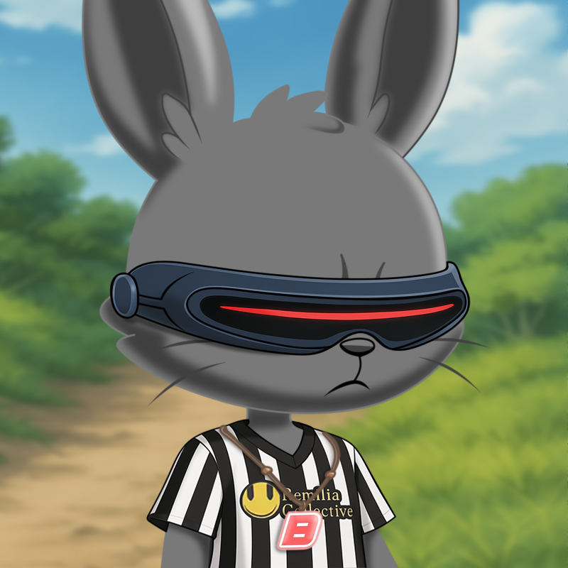 RemikoNFT's tweet image. - Race: Gray Bunny
- Background: sonora
- Shirt: football shirt
- Glasses: cyclops visor
Added:
- Accessory: Joint (now the world’s got that mellow vibe)