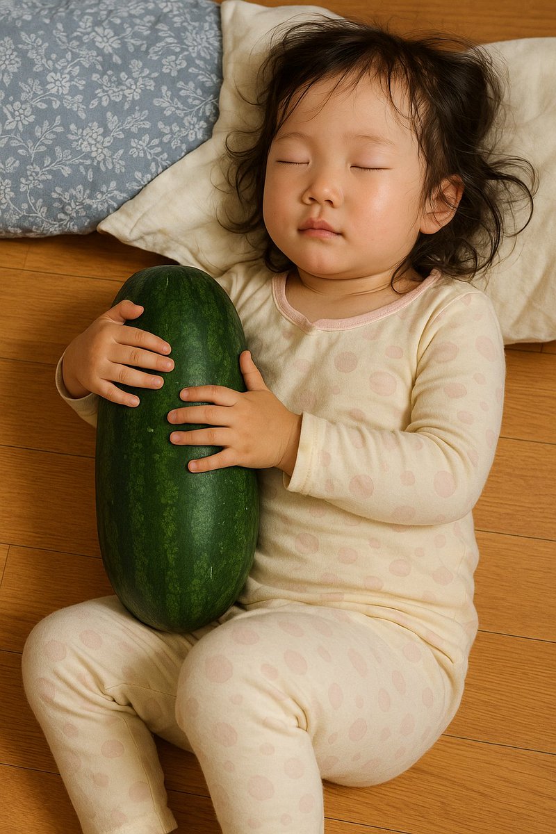 devendrachau7's tweet photo. #BreakingNews :In rural China, people are beating the heat in a unique way — kids are sleeping with winter melons! 🍉❄️ With 95% water content and naturally cool temperatures, these melons help reduce body heat and improve sleep. Nature’s own AC! 🇨🀠#Heatwave #China #ViralNews #SummerHack