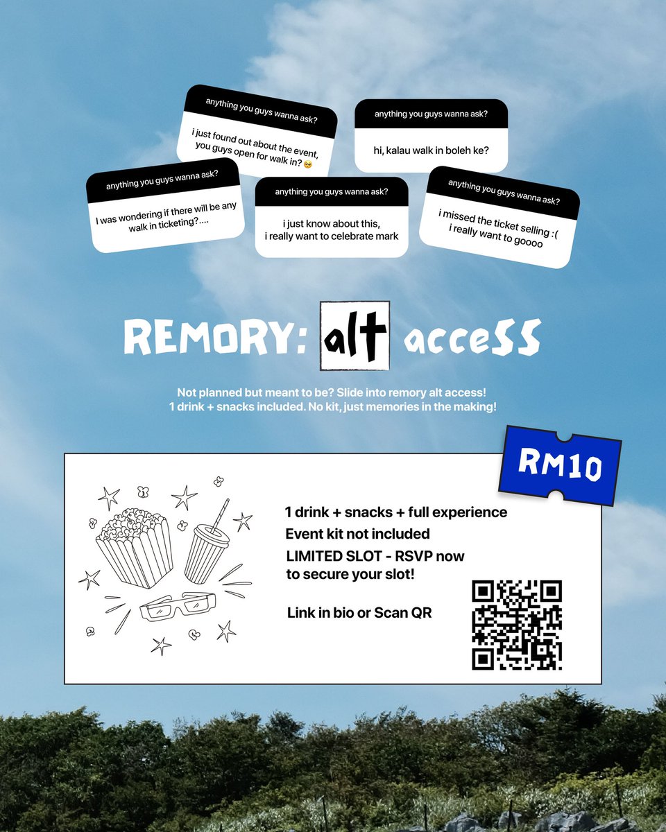 REMory1999's tweet photo. 🚨BREAKING: you just found out about #REMory1999? 🫑

Kit dah sold out?

Don’t panic! We gotchu ‼️

✨ Introducing… REMory: alt access 

For just RM10, you get:
🥤 1 drink
🍿 snacks
🎞️ full exhibition experience
(NO kit. Just vibes HAHA!)

🔗 Link in bio

#REMory1999 #MARK #마크 https://t.co/lX4jE6Bc94