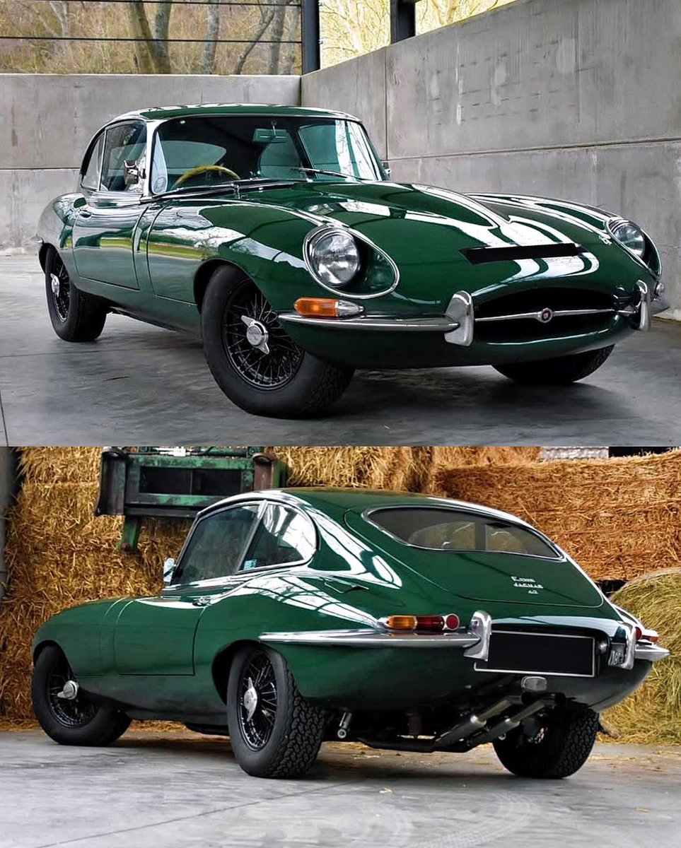 JagmansM's tweet image. This Jaguar E-Type in British Racing Green is a rolling piece of English history.