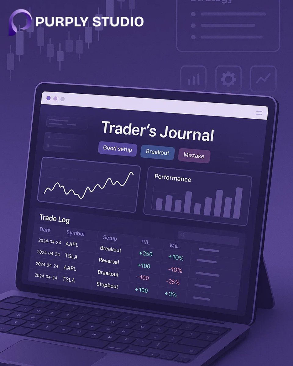 PurplyStudio's tweet photo. Trader’s Journal: How to Track Your Trades &amp; Grow From Mistakes
Trading isn’t just about profits—it’s about learning. A solid journal can turn losses into lessons and wins into repeatable systems. Here’s how to build one. 🔗⬇️ #TradingJournal #TraderTips https://t.co/Dk4aaZtPqO