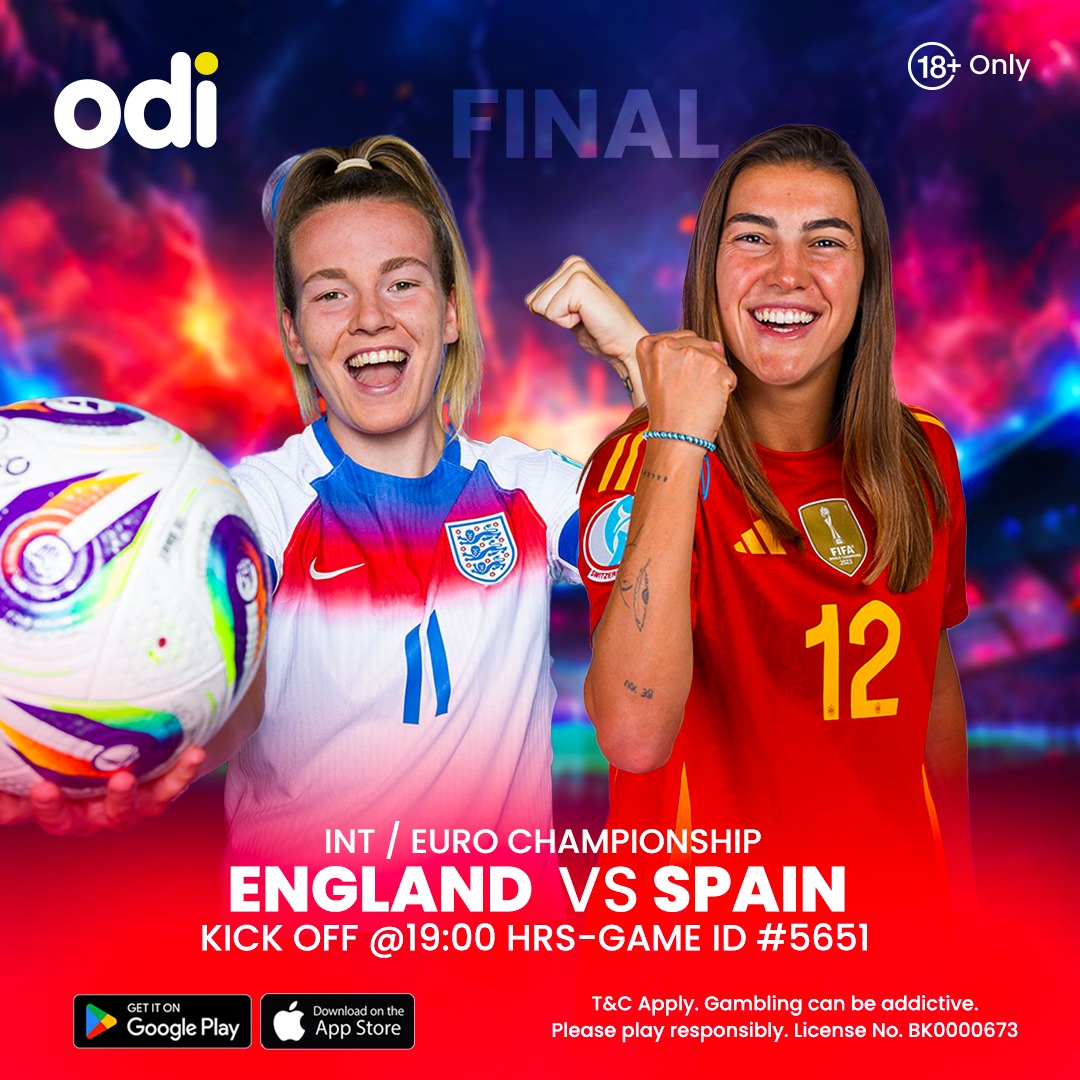 OdibetsOfficial's tweet image. 🏆 #WEURO2025 FINAL…. The Lionesses are aiming to secure a second consecutive Women's Euro title, while La Roja are hoping to become the sixth nation to claim victory in the tournament. Predictions?
7:00 PM: 🏴ENGLAND VS SPAIN🇪🇸
Make your predictions count! 👉🏽…