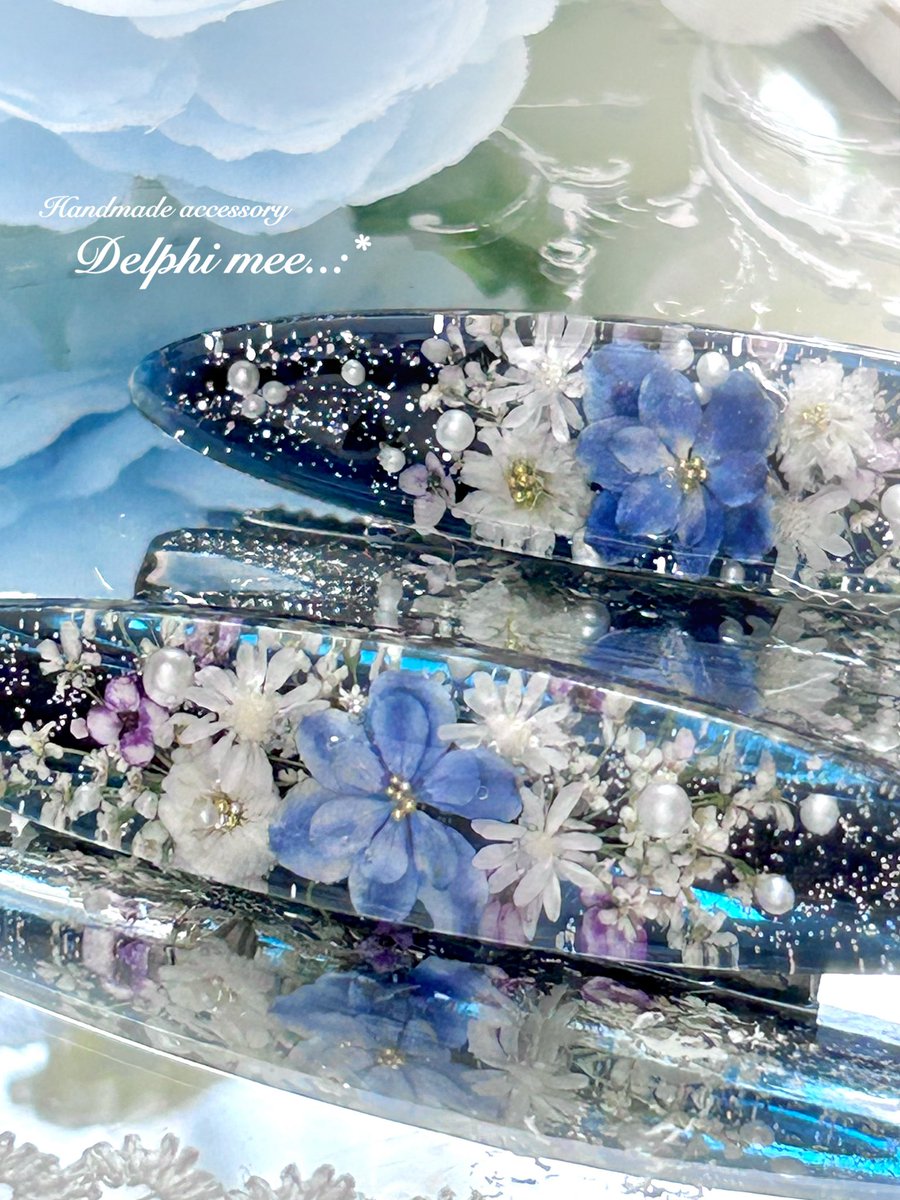 Delphimee's tweet image. #青を見て体感温度をさげる

💙紫陽花ブルー
本物のお花を使用したヘアークリップ𖧷 ⁺. 
浴衣にも♡