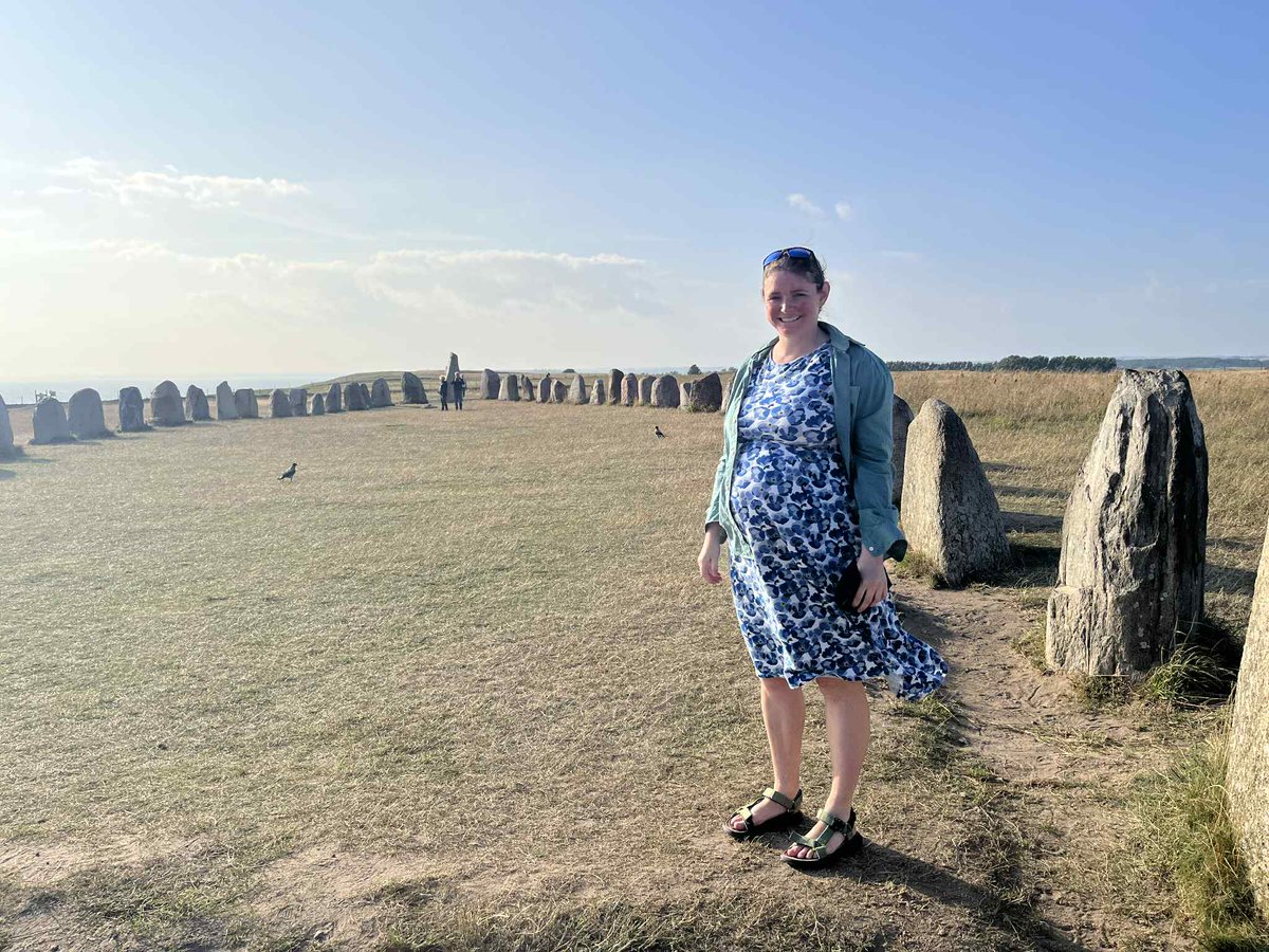 DavidRoger1951's tweet image. My grandson en ventre sa mère visiting Ales Stenar stone circle in Sweden for #StandingStoneSunday 👶